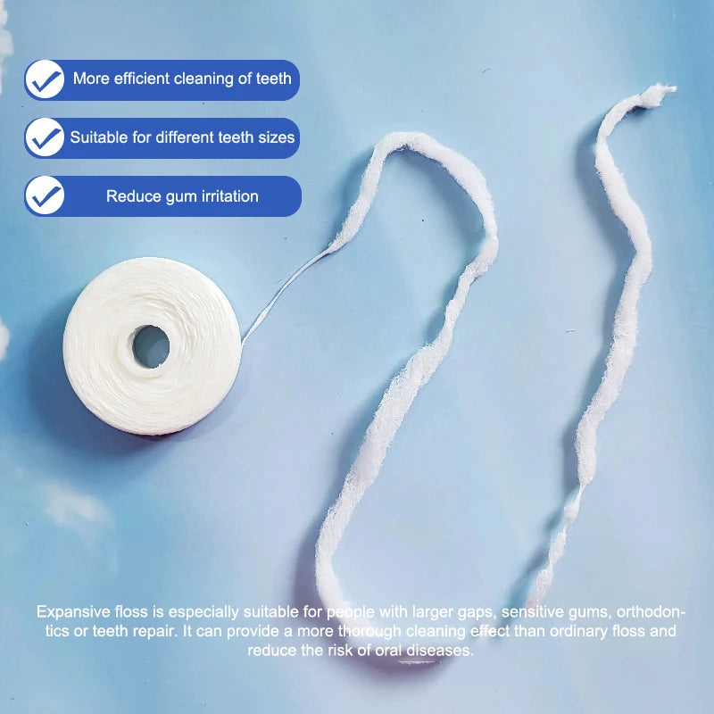 50M Mint Expanding Nylon Dental Floss Roll | Plaque Removal Dental Floss Roll QXL