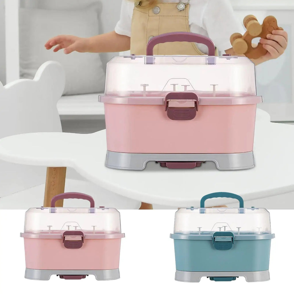 Baby Bottle Organizer Rack with Dustproof Cover | Dishwasher Safe Baby Bottle Organizer QXL