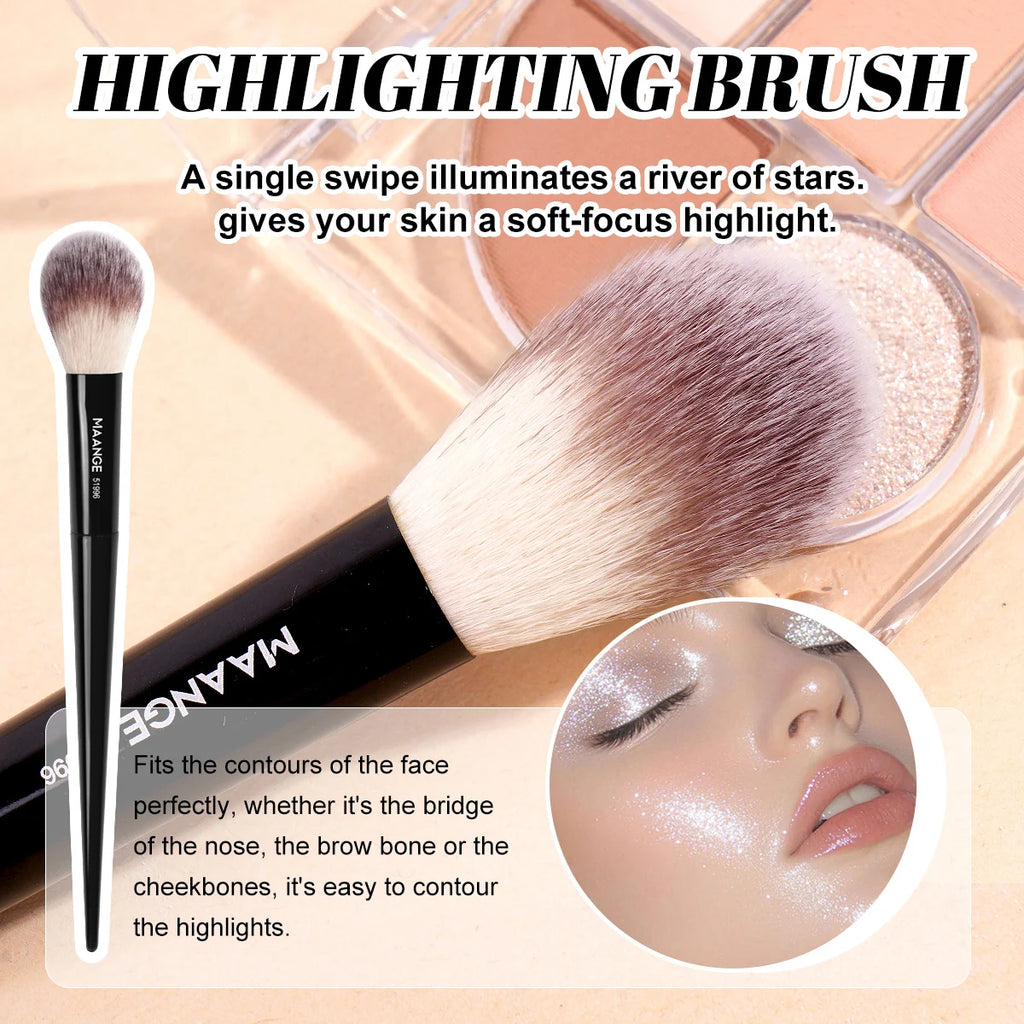 MAANGE 2-Pc Soft Synthetic Makeup Brushes – Powder & Contour Makeup Brush Set QXL