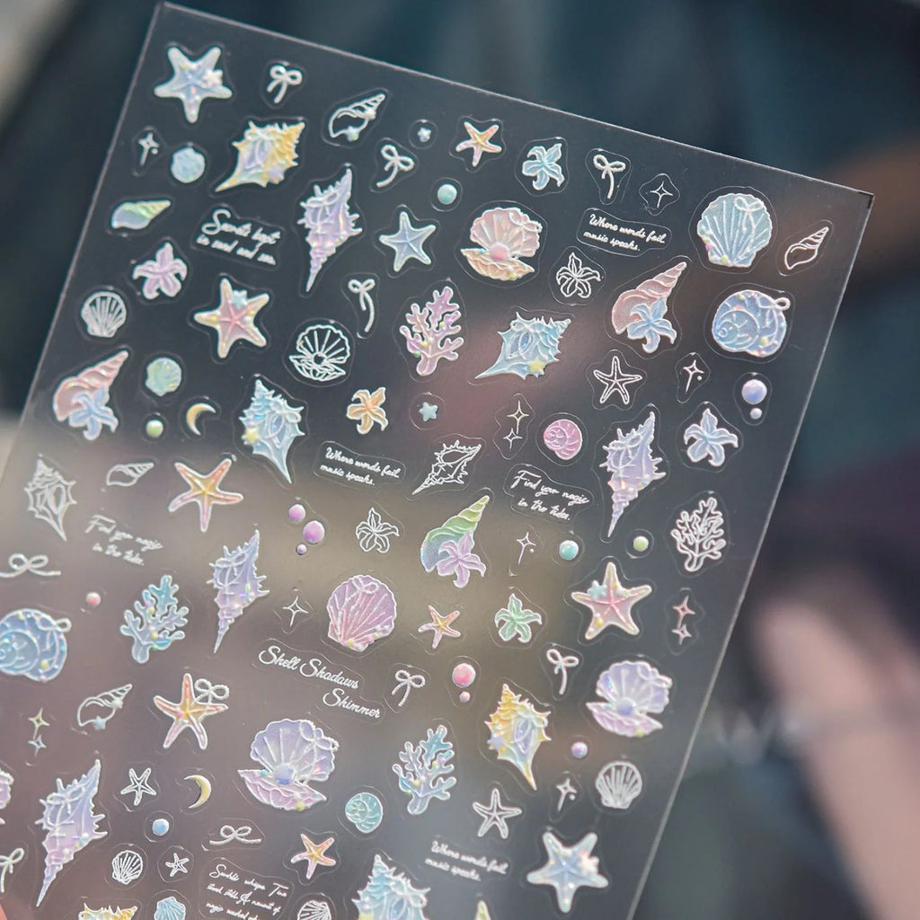 5D Holographic Nail Stickers | Summer Shell & Starfish Decals Nail Art Stickers QXL