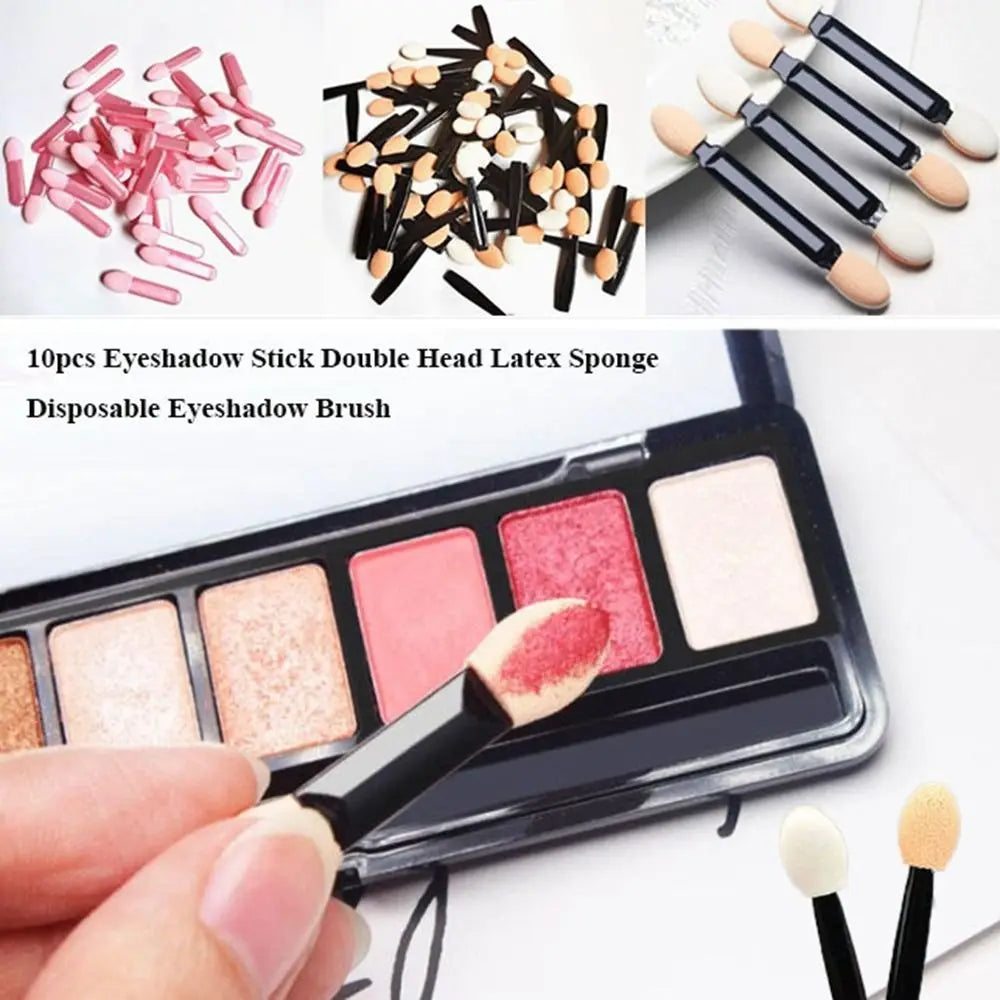 10-Pack Disposable Eyeshadow Sponge Stick Brushes | Double & Single Eyeshadow Applicator Brush QXL