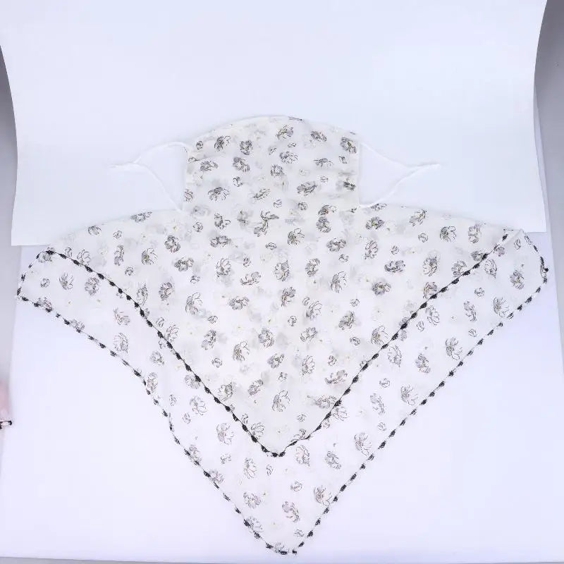 Women's Floral Chiffon Sun Scarf Face Mask | Ice Silk Bandana Sun Protection Scarf QXL A1