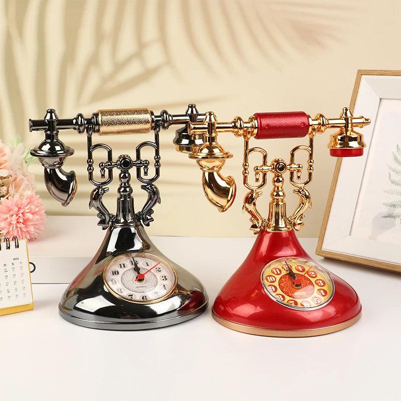 Retro Alarm Clock Telephone Model | Vintage Desktop Ornament Desktop Ornament QXL