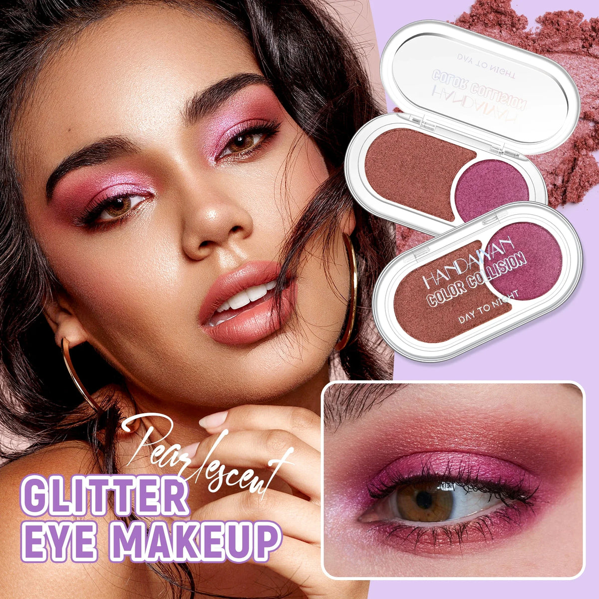 Handaiyan Pearl Shimmer Eyeshadow Palette | Waterproof Duo Eyeshadow Palette QXL