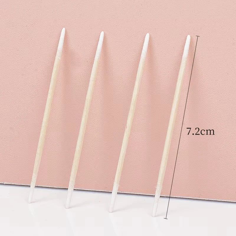 100-Pack Double-Ended Wooden Cotton Swabs – Nail & Lash Disposable Cotton Swabs QXL
