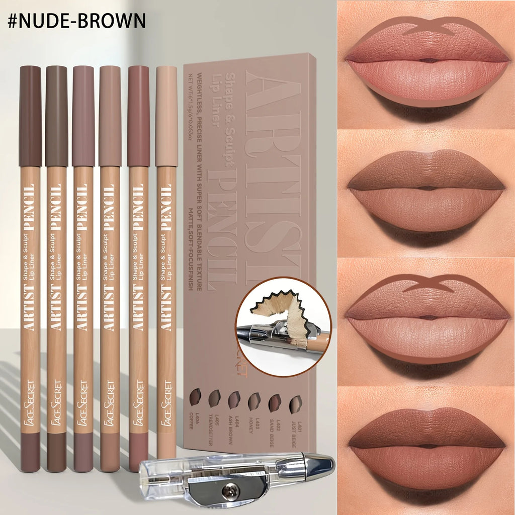 7-Piece Matte Lip Liner Set with Sharpener | Long-Lasting Matte Lip Liner Set QXL