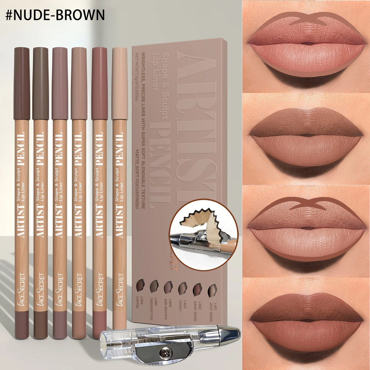 7-Piece Matte Lip Liner Set with Sharpener | Long-Lasting Matte Lip Liner Set QXL