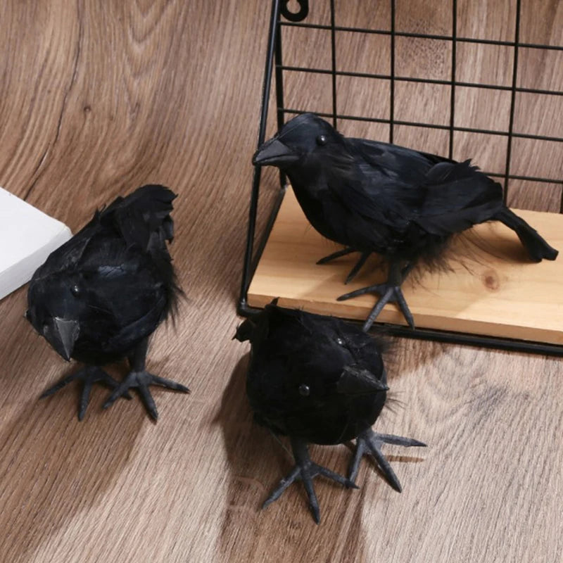 Realistic Fake Black Crow Decoy | Garden & Halloween Décor Bird Decoy Decoration QXL