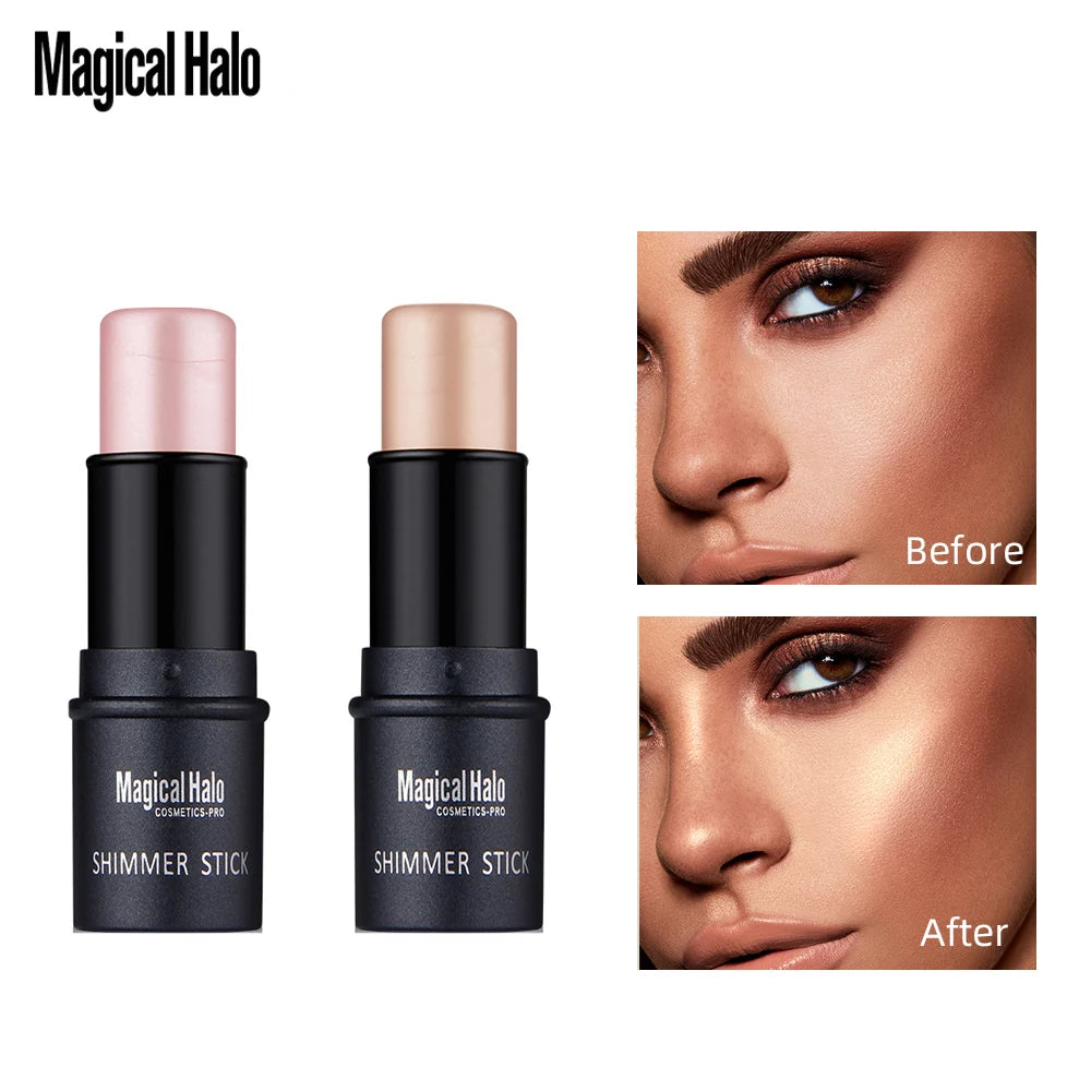 QiBest 2-Color Highlighter Stick | Shimmer Contour Bronzer Highlighter Stick QXL