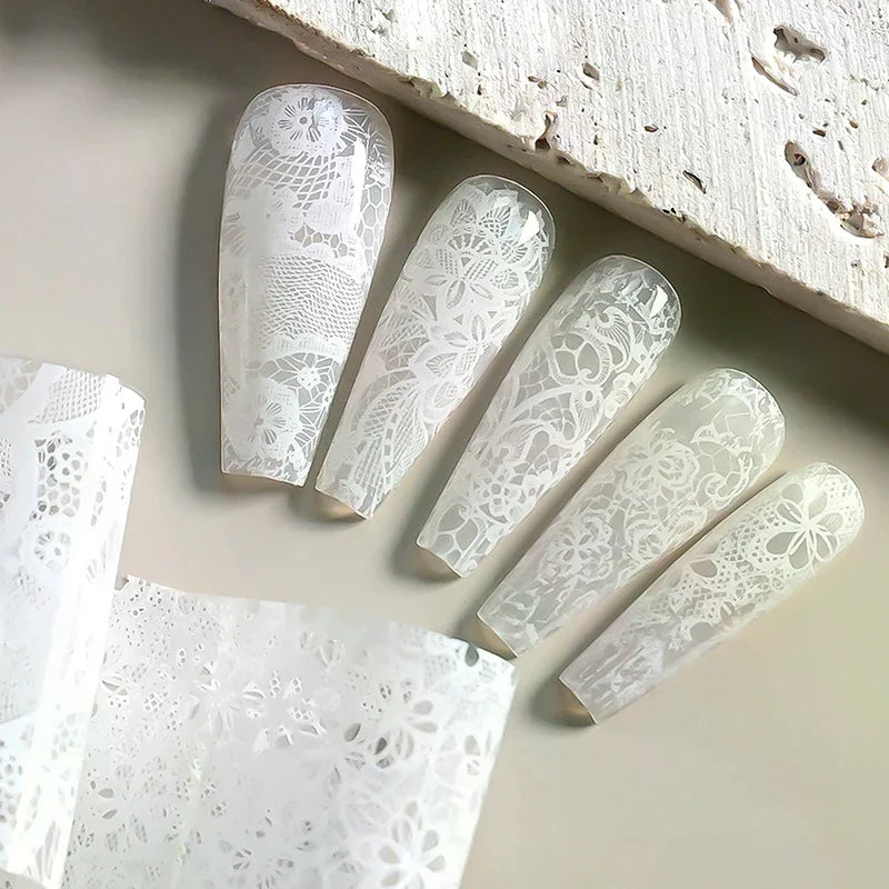 Lace Floral Nail Transfer Foils | Retro Starry Sky Stickers Nail Transfer Foils QXL