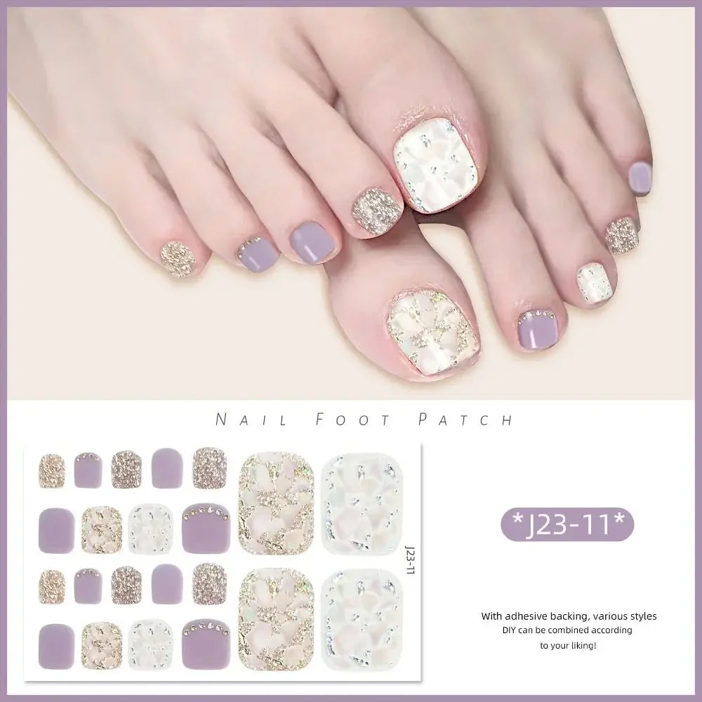 White Flash Toenail Stickers | Removable Nail Decals Toenail Stickers QXL J23-11