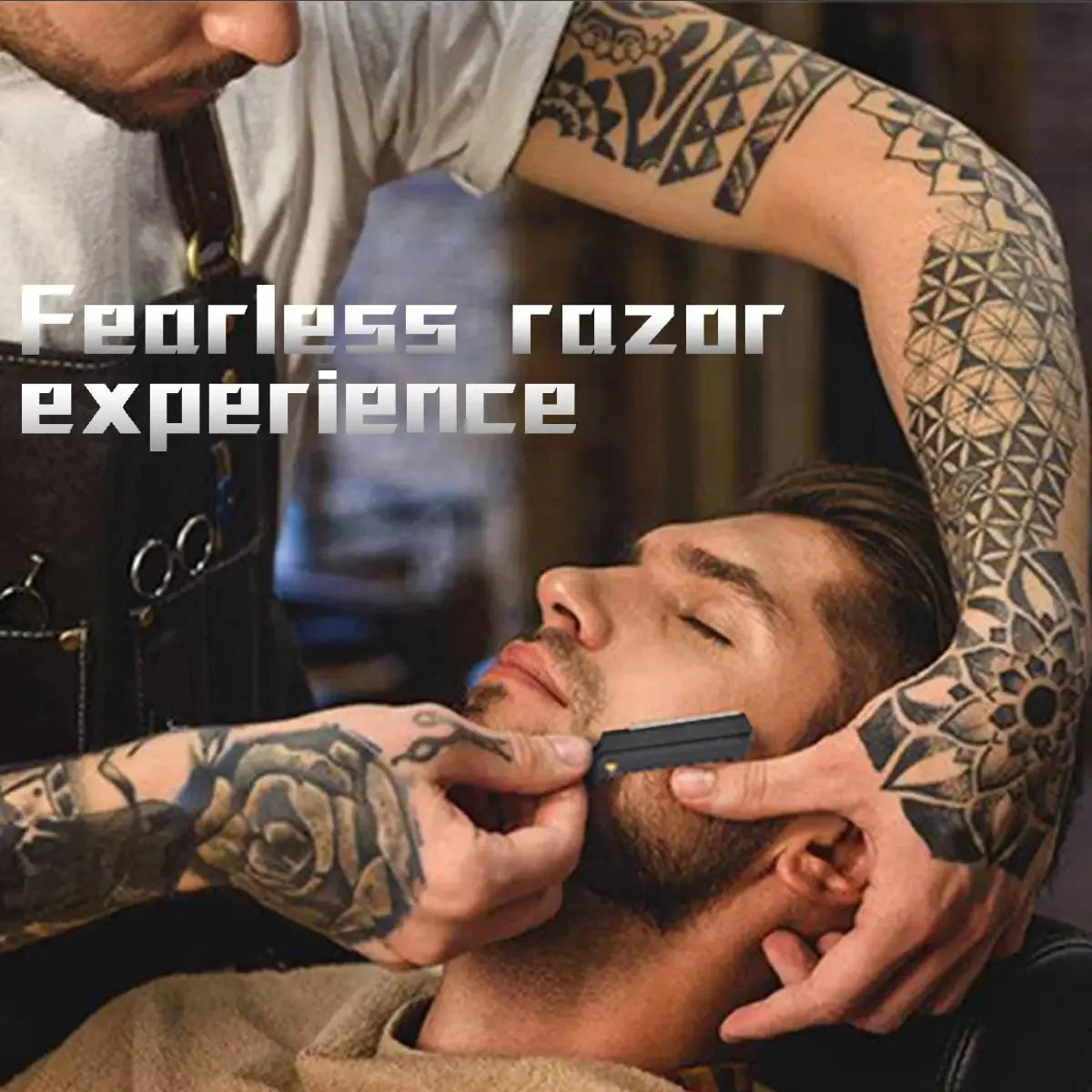 Double-Edge Stainless Steel Barber Razor + 10 Blades | Grooming Kit Barber Shaving Razor QXL