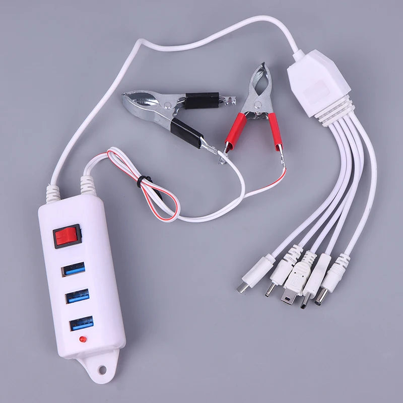 3-Port USB Clip Charger with Switch | Universal Phone Charger USB Clip Charger QXL White