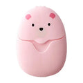 50-Pack Disposable Travel Soap Sheets | Bear Cartoon Box Disposable Soap Sheets QXL pink
