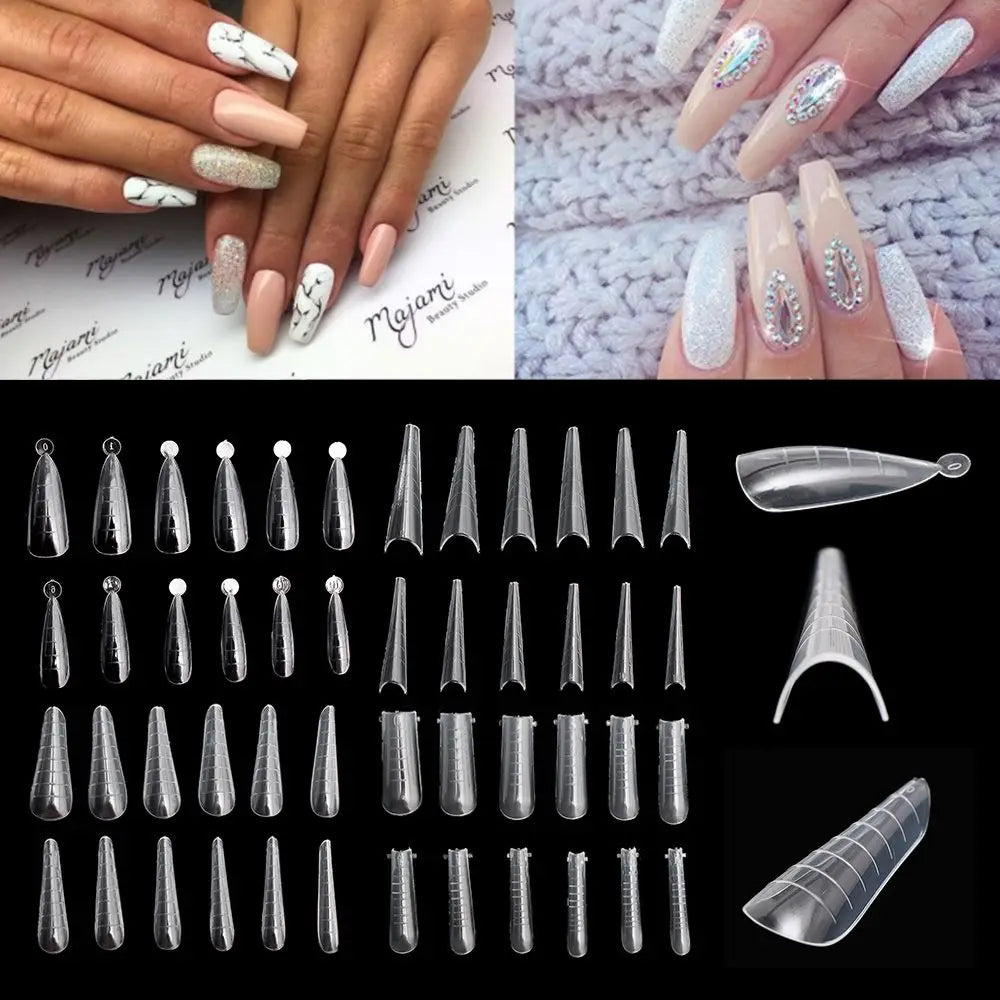 60-Pack Dual Form Nail Extension Molds | UV Acrylic Gel Tips Nail Extension Molds QXL