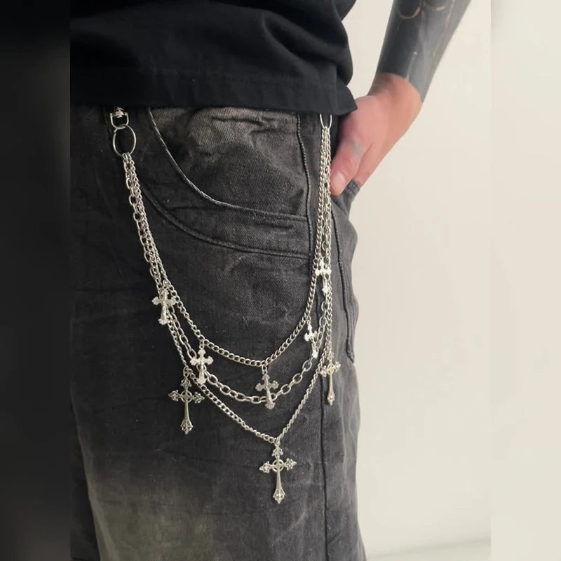 Punk Rock Multi-Layer Cross Waist Chain | Unisex Hip-Hop Belt Waist Chain Belt QXL Default Title
