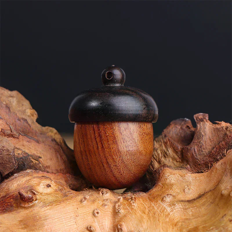Mini Sandalwood Acorn Pill Box | Keychain Storage Case Pill Box QXL