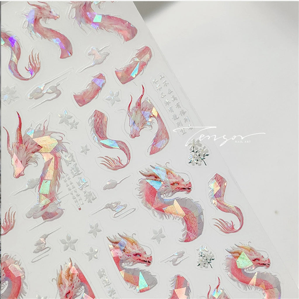 5D Dragon Nail Art Stickers – Glitter Embossed Foil Decals Nail Art Stickers QXL