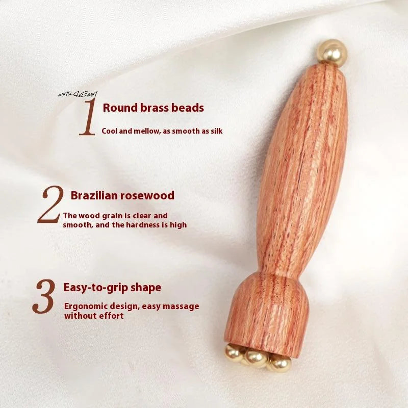 Brass & Rosewood Lotus Gua Sha Eye Massage Stick | Facial Tool Gua Sha Massage Tool QXL