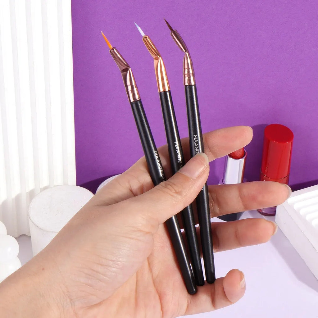 MAANGE 3-Piece Precision Eyeliner Brush Set – Angled & Flat Eyeliner Brush Set QXL