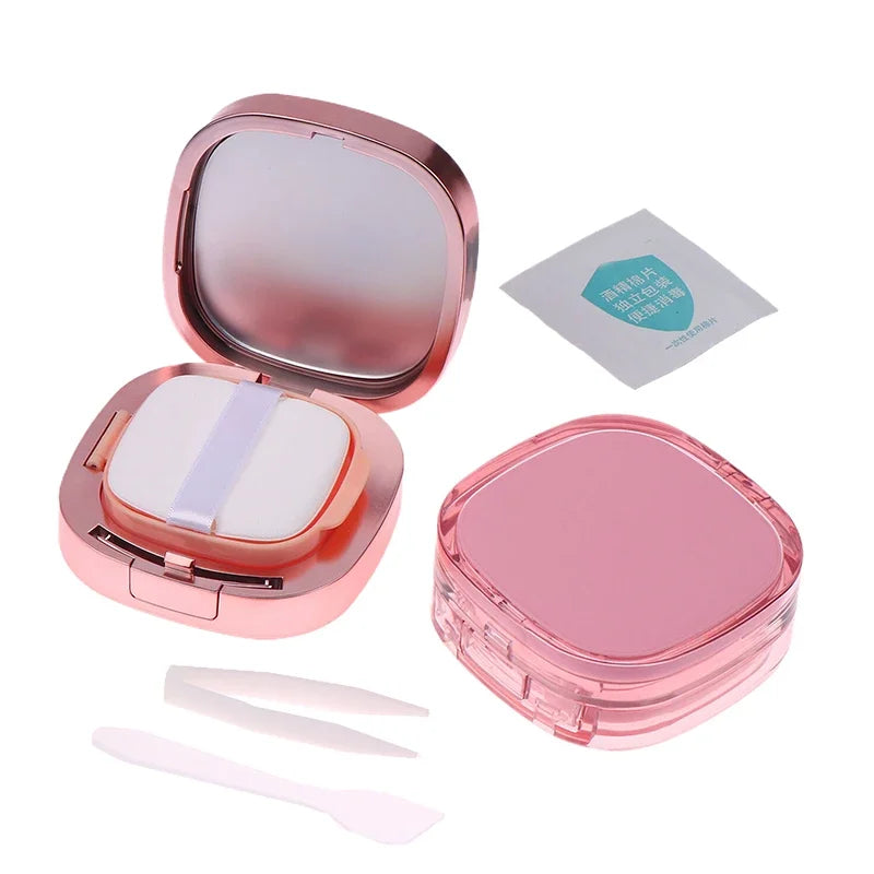 Square Empty Air Cushion Puff Box | DIY Makeup Case & Mirror Refillable Makeup Compact QXL