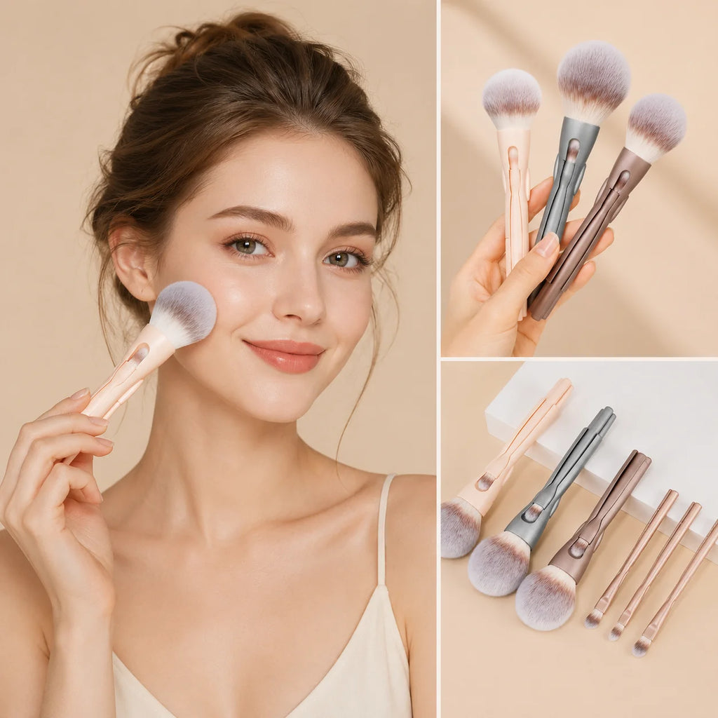 LUXEBLEND 4-in-1 Magnetic Makeup Brush Set | Soft Bristles Makeup Brush Set QXL