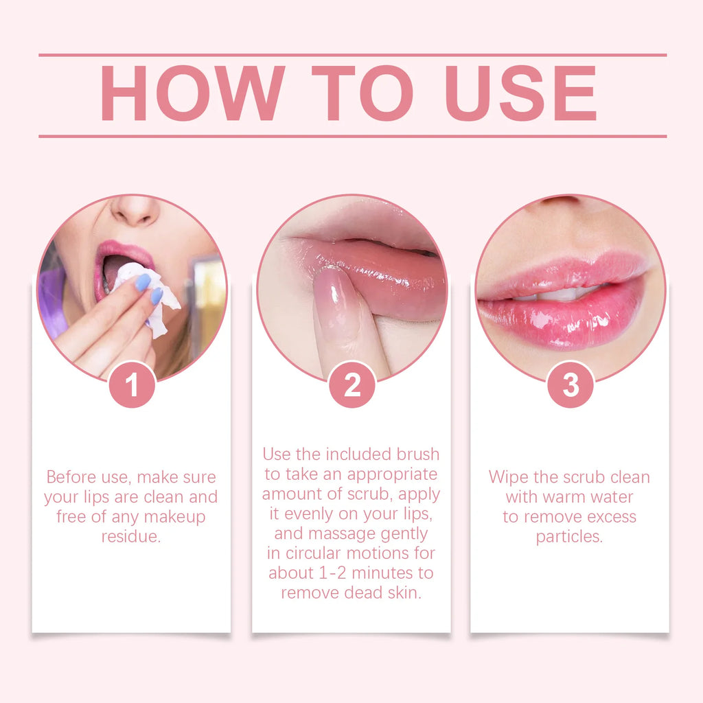 Strawberry Mint Sea Salt Lip Scrub | Exfoliate & Smooth Lips Lip Exfoliator Scrub QXL