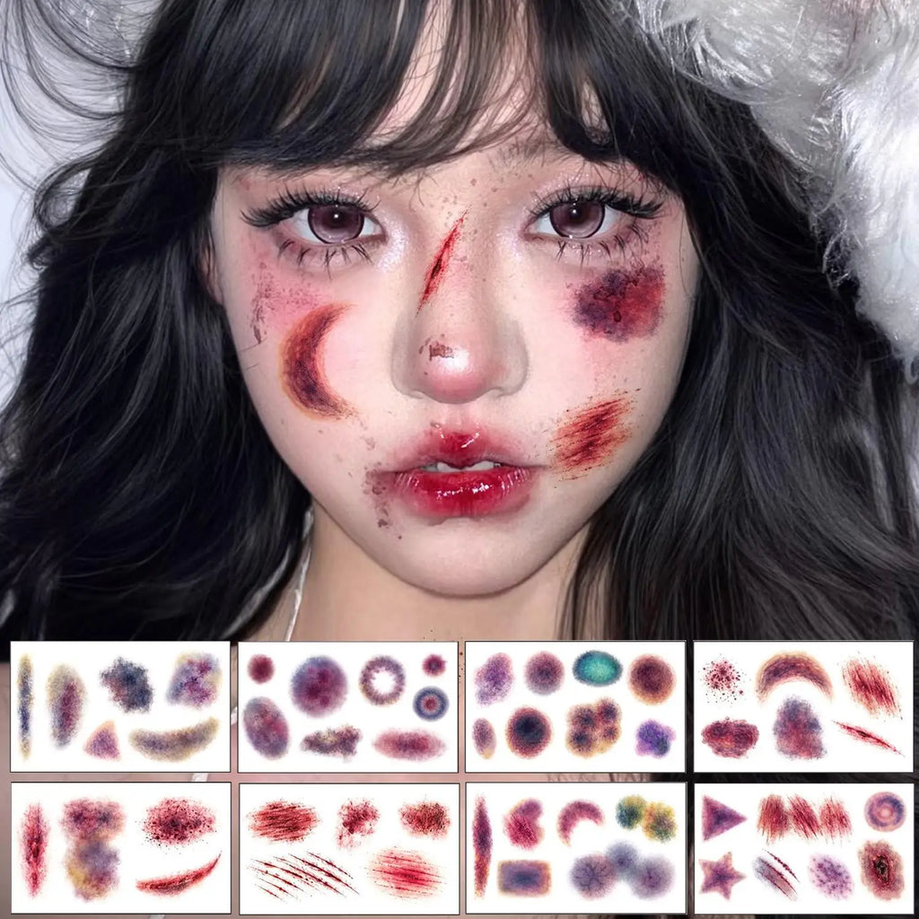 3D Realistic Scar Temporary Tattoo Stickers – 10 Sheets Temporary Tattoo Stickers QXL