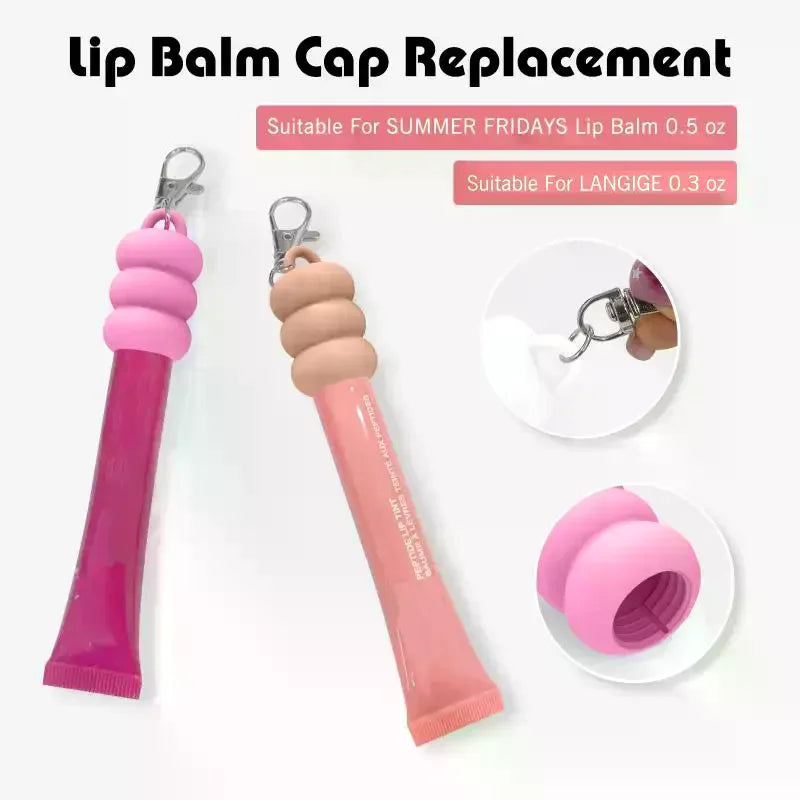 Silicone Lip Gloss Keychain Cap – Cute Donut Style Holder Lip Gloss Keychain Cap QXL