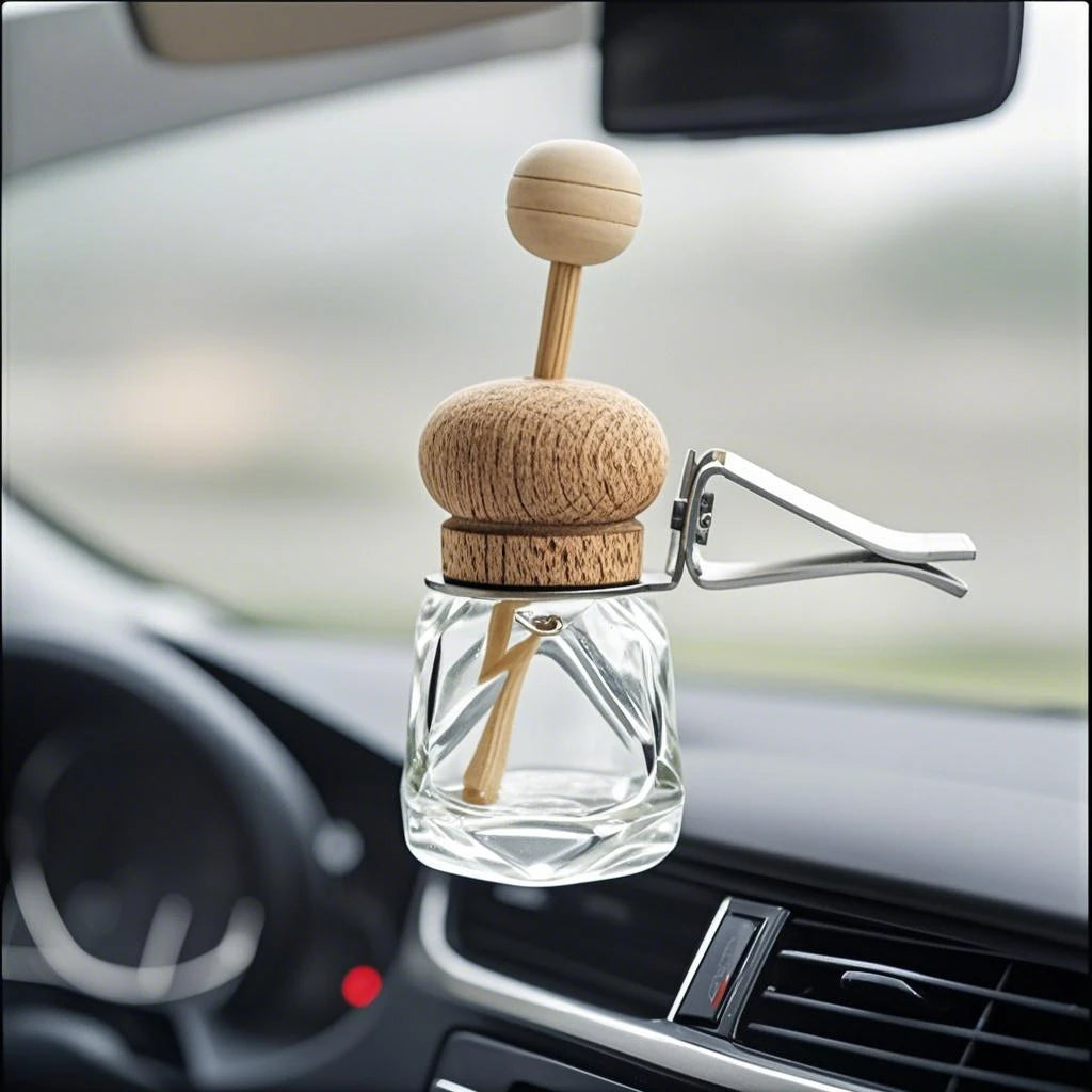 8ml Glass Car Hanging Air Freshener Bottle | Wood Lid Car Air Freshener Bottle QXL