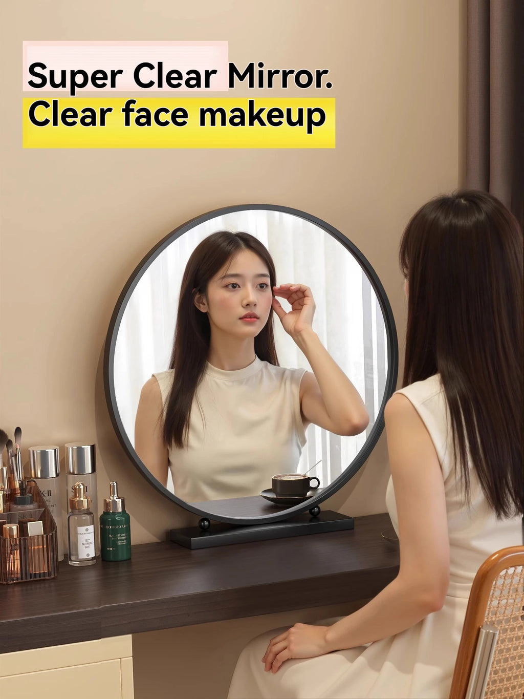 LED Lighted Circular Makeup Mirror | Rotating Vanity Mirror Lighted Vanity Mirror QXL