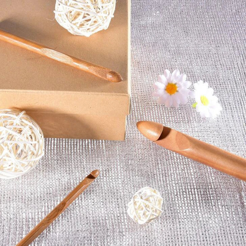 Bamboo Crochet Hook Set | 12 Sizes 3mm–10mm Knitting Tools Crochet Hook Set QXL