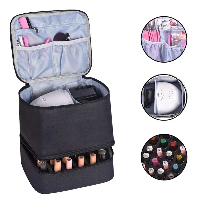 30-Compartment Double-Layer Nail Polish Storage Bag & Case Nail Storage Bag QXL