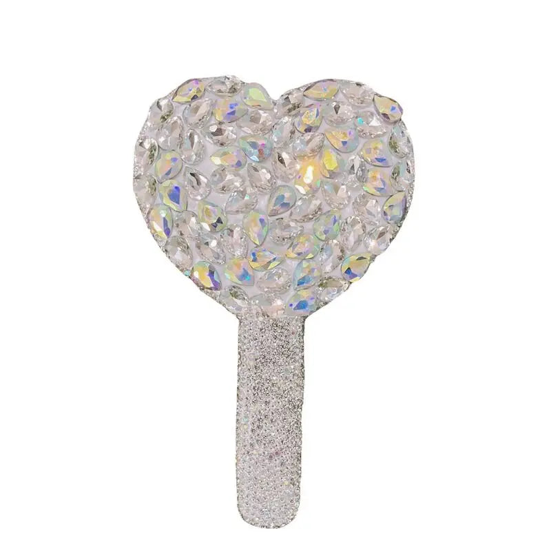 Heart-Shaped Diamond Makeup Mirror | Portable Mini Touch-Up Compact Makeup Mirror QXL