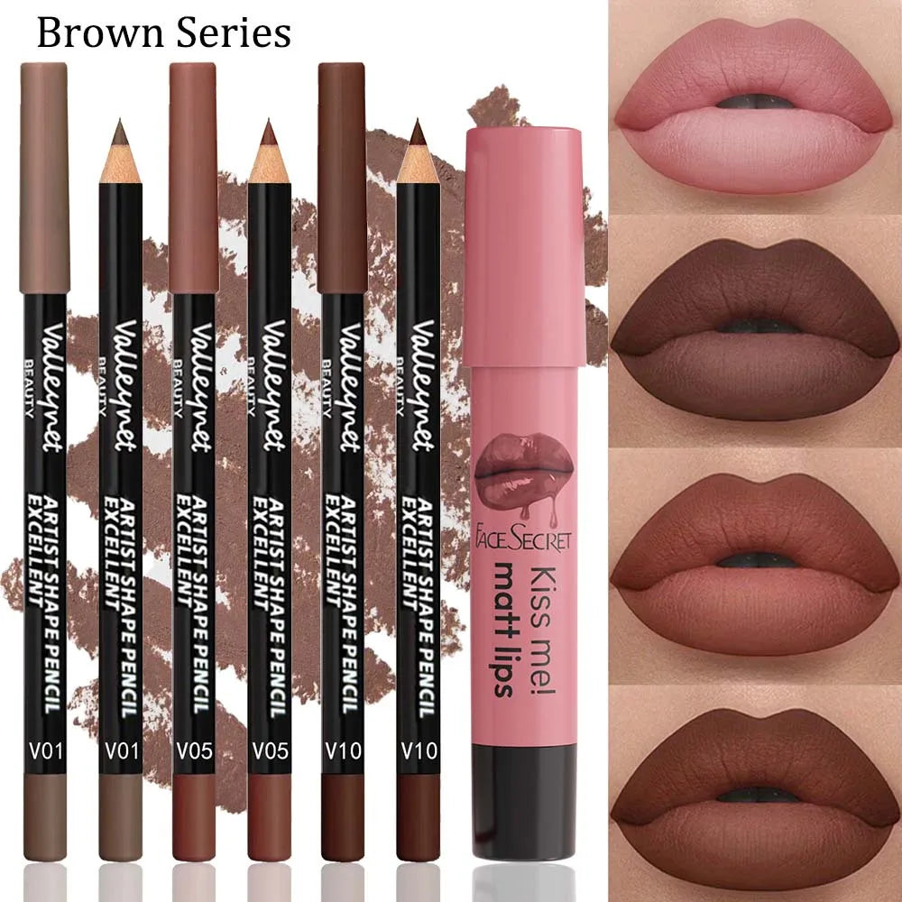 4-Piece Lip Kit – Waterproof Lip Liners & Long-Lasting Lipstick Lip Liner Set QXL B Series