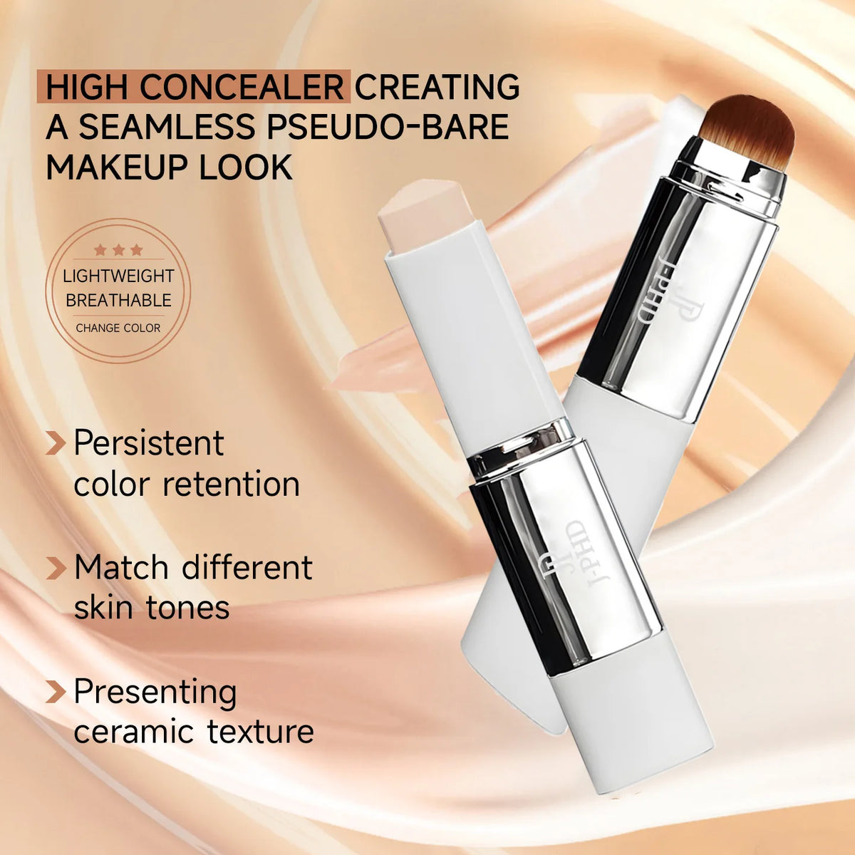2-in-1 Brush Head Foundation Stick | Matte Long-Lasting Foundation Stick QXL