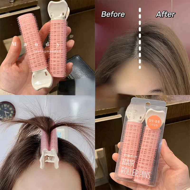2-Pack Bangs Hair Root Fluffy Clips | Curling Barrel Rollers Hair Curling Clips QXL