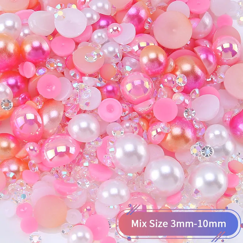 Kawaii 3D Resin Nail Art Charms | Mixed Pearl & Cartoon Decor Nail Art Charms QXL