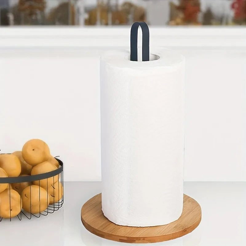 Nordic Bamboo Base Paper Towel Holder | Countertop Stand Paper Towel Holder QXL