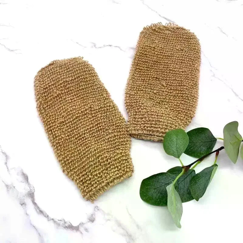 Natural Jute Back Scrubber & Exfoliating Bath Glove Set Bath Scrubber Set QXL