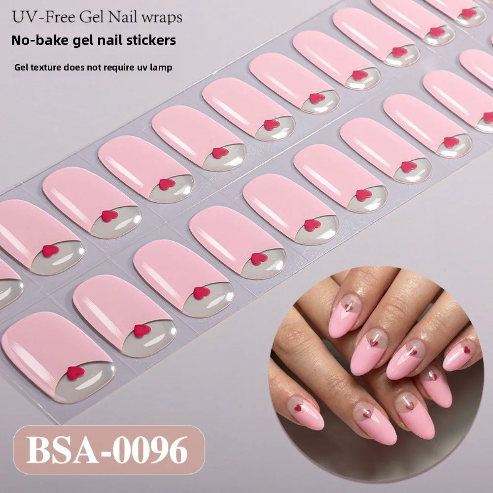 Semi-Cured UV Nail Wraps | French White Edge Full Cover – 22 Strips Semi-Cured Nail Wraps QXL