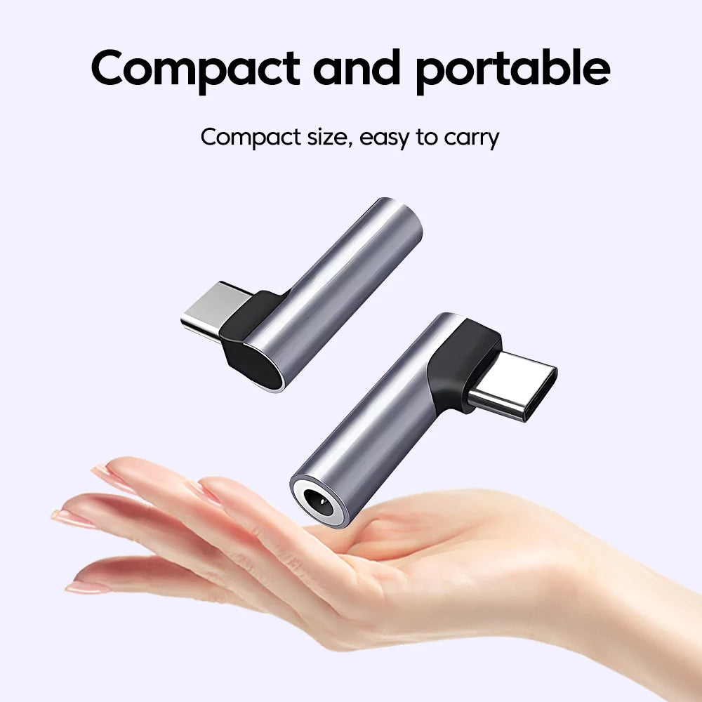USB-C to 3.5mm Audio Adapter | L-Shape Right-Angle Converter Audio Adapter QXL