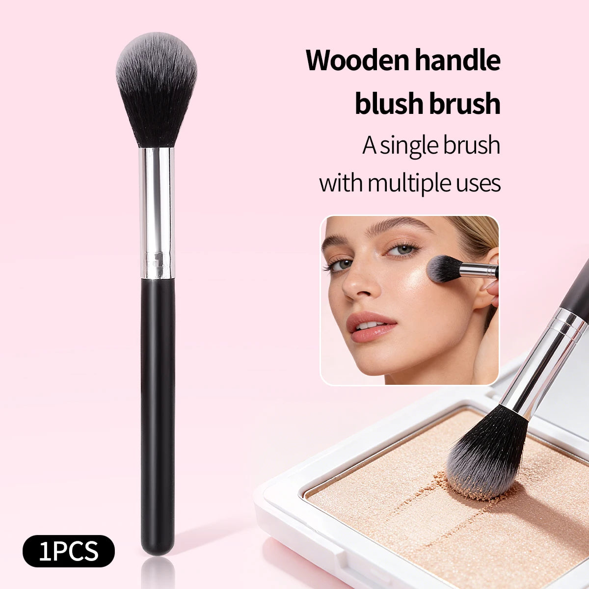 KOSSHOW Flame Highlighter Blush Brush – Wooden Handle Makeup Brush QXL Default Title