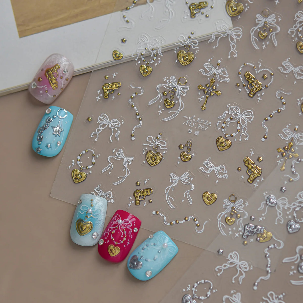 5D Hot Stamping Silver Nail Stickers | DIY Manicure Decals Nail Art Stickers QXL