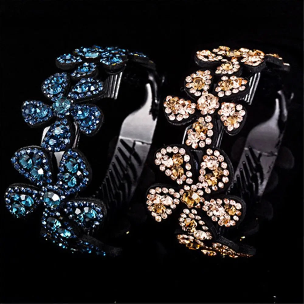 Rhinestone Flower Hair Claw Clip | Crystal Bun Maker Hairpin Crystal Hair Claw Clip QXL