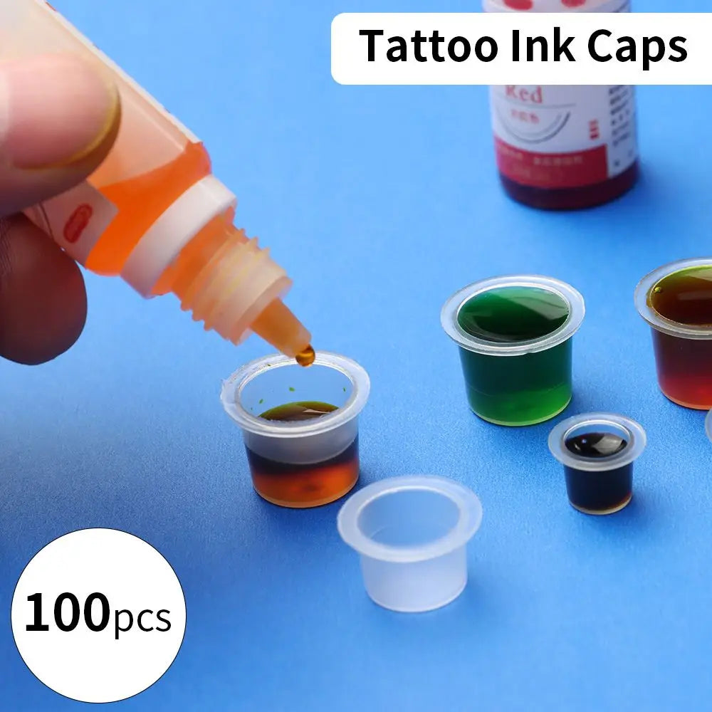 100-Pack Disposable Tattoo Ink Caps S/M/L | Pigment Cups Tattoo Ink Caps QXL