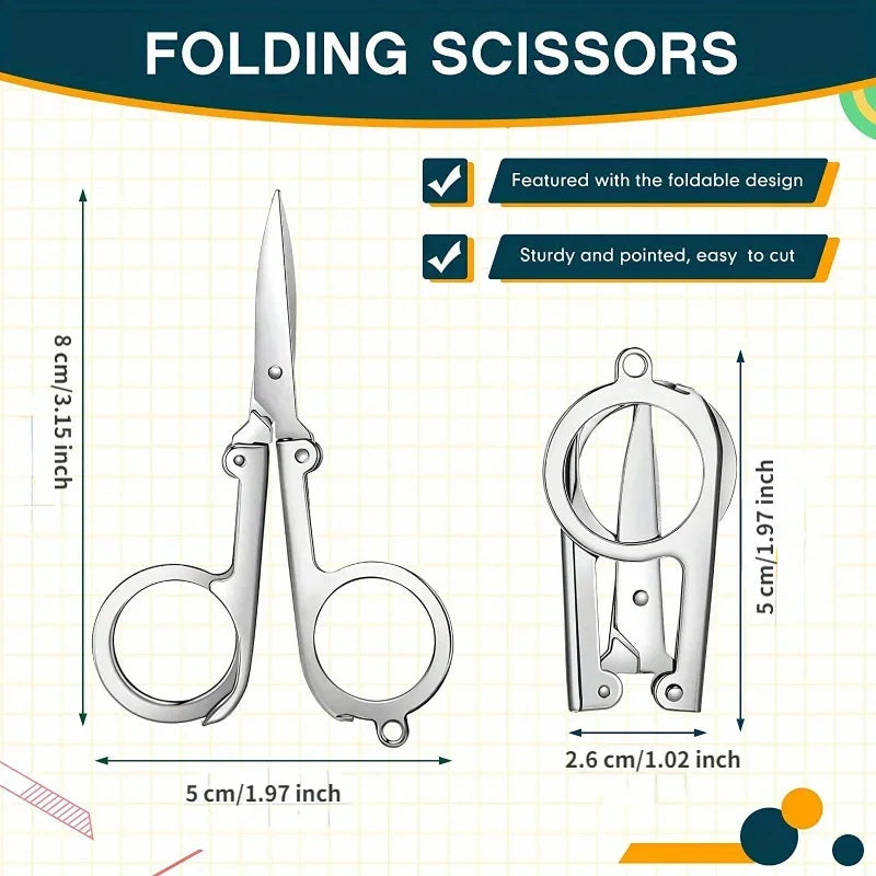 Foldable Mini Travel Scissors with Keychain | Stainless Steel Folding Travel Scissors QXL