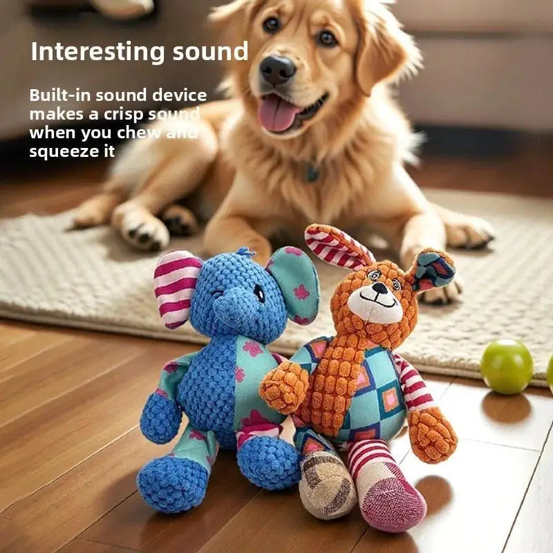 Squeaky Plush Dog Toy – Cute Elephant Chew & Play Doll Squeaky Dog Toy QXL