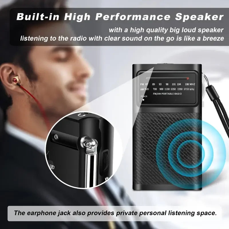 YITHOR Portable Mini AM FM Radio | Loud Speaker, AA Battery Portable AM/FM Radio QXL