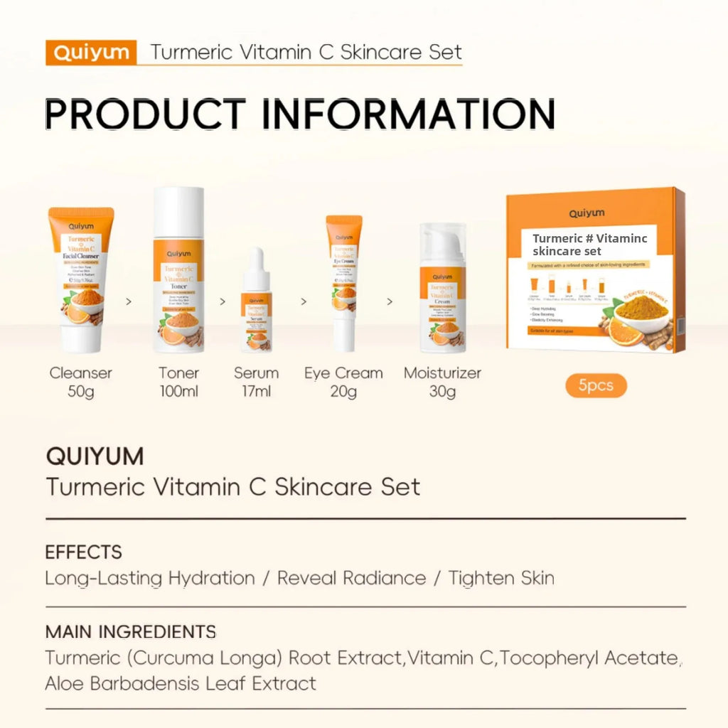 QUIYUM Turmeric Vitamin C 5-Piece Facial Skincare Set Facial Skincare Set QXL